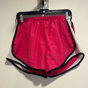 Nike women's Sz:M Lightweight Lined Athletic running shorts hot pink black trim.